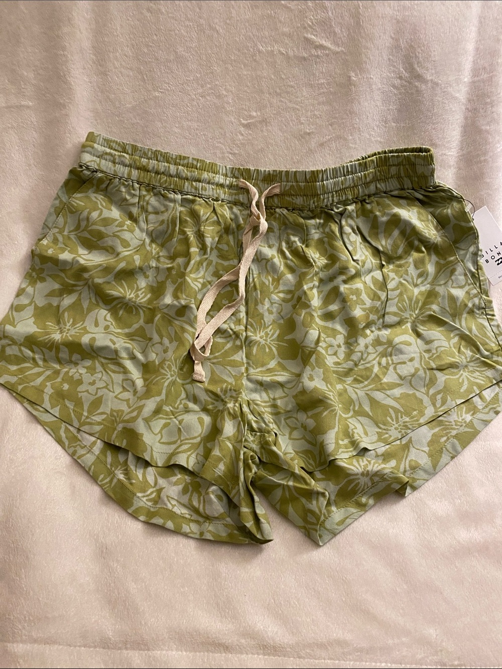 Billabong Green Floral Drawstring Women's Athletic Shorts